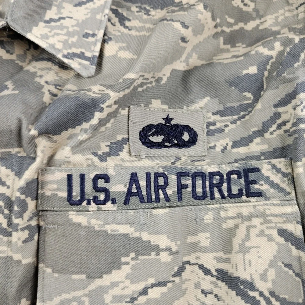 US Air Force Jacket Mens 46R ABU Digital Tiger Stripe Camo Propper Patches
